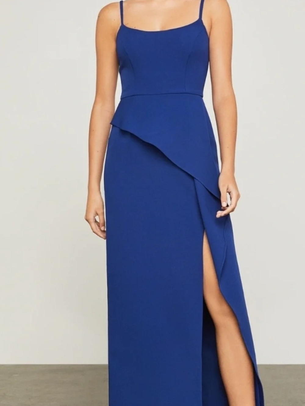 BCBGMaxAzria Cobalt Blue Spaghetti-Strap Asymmetric Maxi Dress